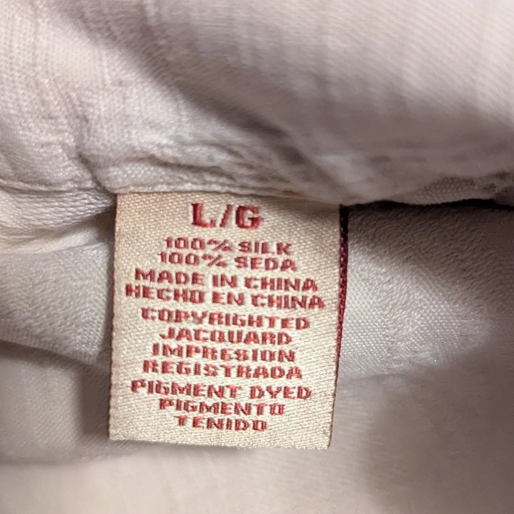 Jamaica‎ Jaxx Silk Button Up Shirt Jacquard Short Sleeve Cream Beige Mens Large